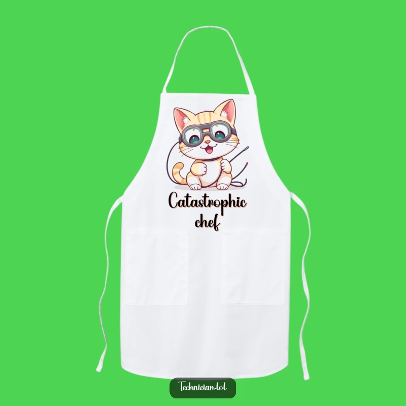 Funny Cat Electrician Apron: Chef's Quirky Kitchen Buddy, Perfect Gift