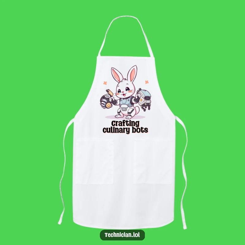 Funny Bunny Apron: Builder bunny for crafting, a practical funny gift.