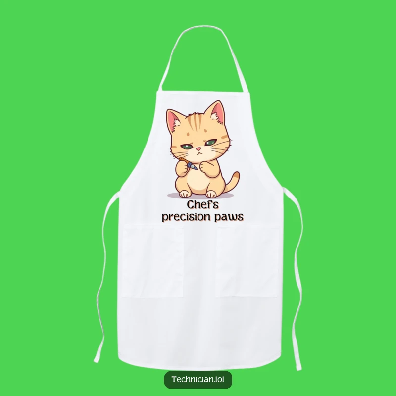 Funny Cat Mechanic Apron: Work with precision, featuring this determined fixer, a perfect funny gift!