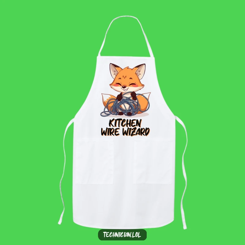 Funny Fox Wire Fixer Apron: Kitchen Tech Support Wear, Hilarious Chef Gift