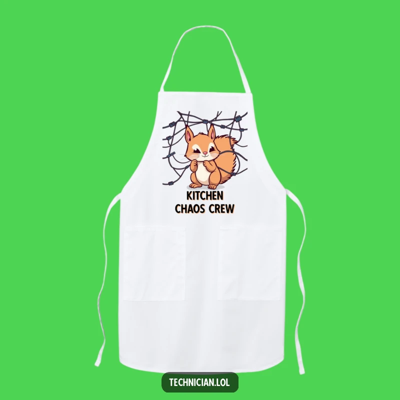Funny Squirrel Tech Apron: Explore your projects with this curious fixer, a perfect funny gift!