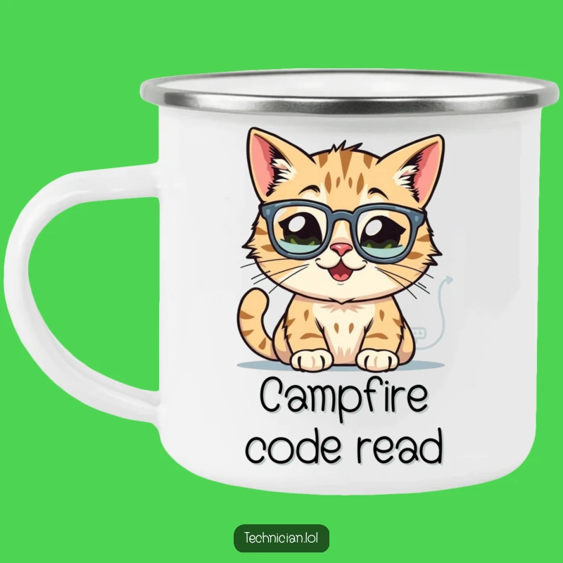 Funny Cat Explorer Mug - Tech-Savvy Camp Companion!