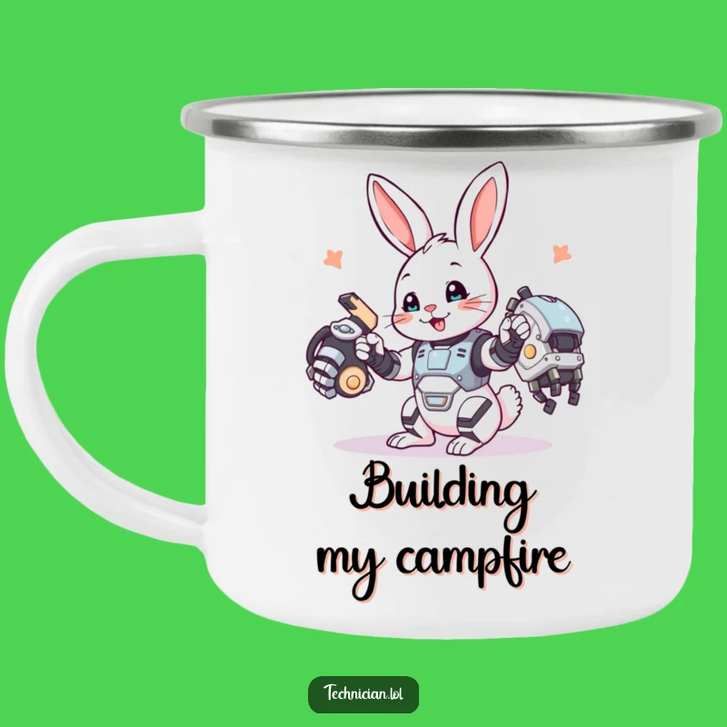 Funny Bunny Camping Mug: Builder bunny for adventures, a durable funny gift.