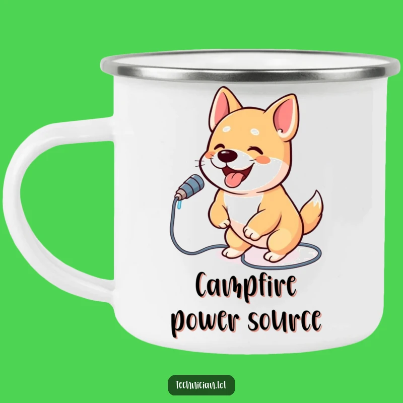 Funny Dog Cable Plug Camping Mug: Adventure and Energy Gift