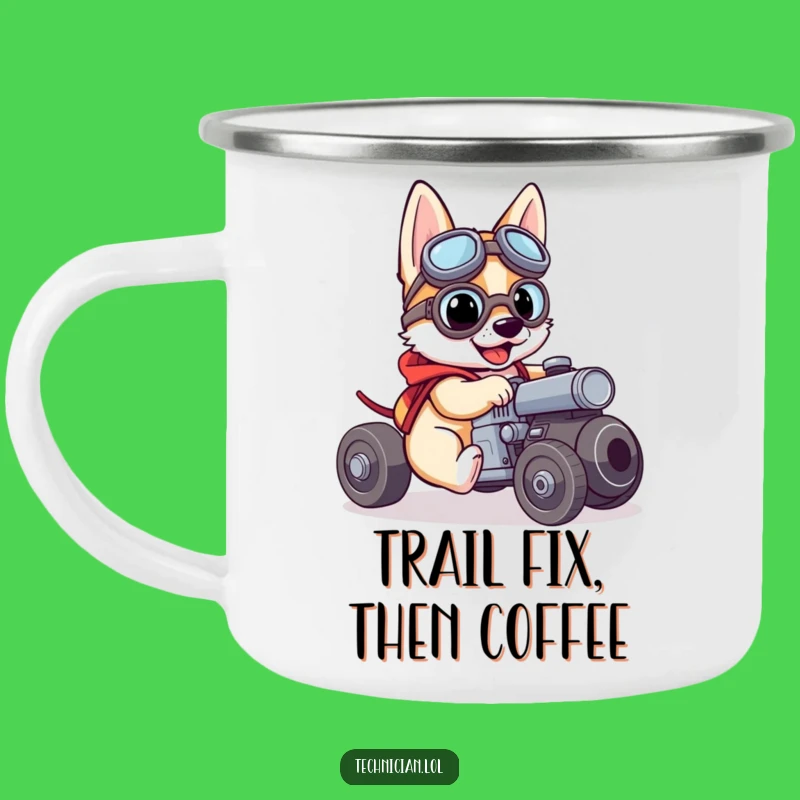Funny Dog Mechanic Camping Mug: Rugged Design for Outdoor Adventures - A Great Funny Gift!