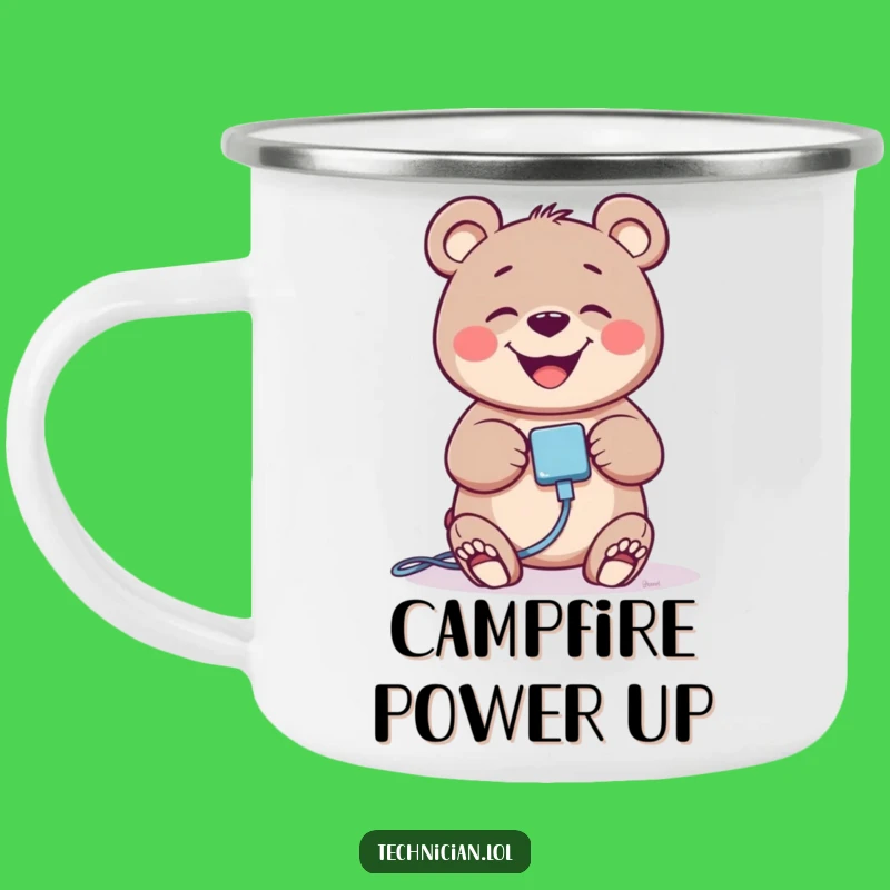 Funny Giggling Bear Tech Camping Mug - Adventure Powered By Joy
