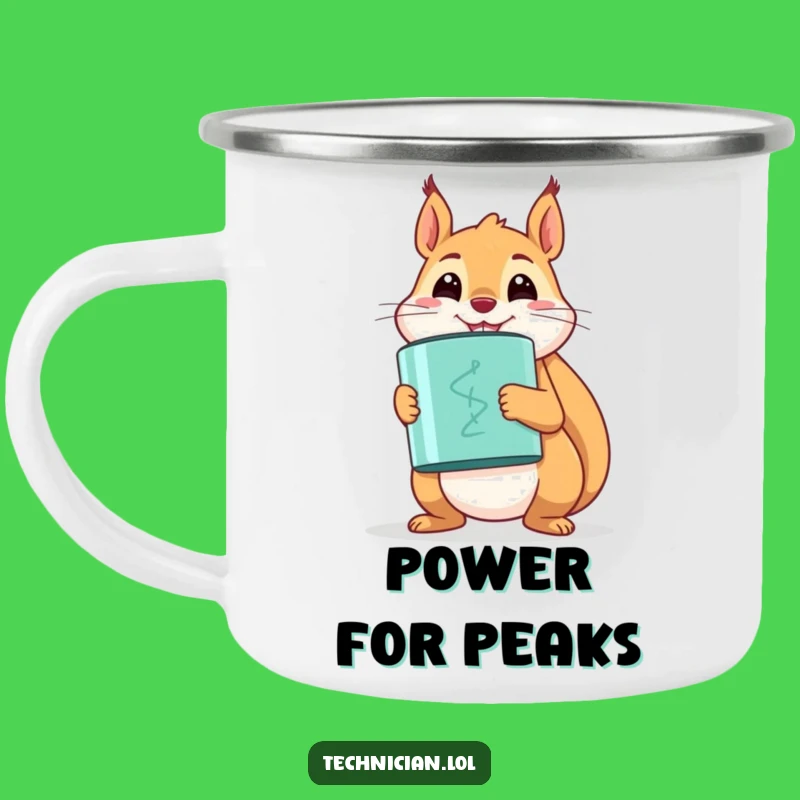 Funny Squirrel Capacitor Camping Mug - Power Your Outdoors!