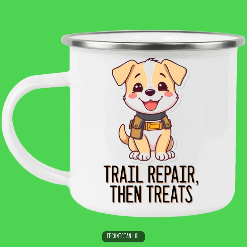 Funny Puppy Camping Mug: Eager Trail Helper, Perfect Humorous Gift for Outdoor Adventures