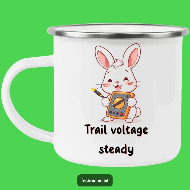 Funny Bunny Multimeter Camping Mug: Adventure with Electrical Engineering Humor