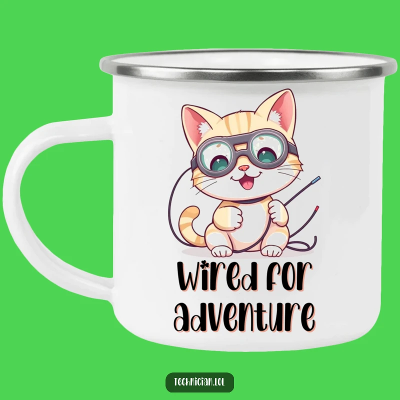 Funny Cat Electrician Camping Mug: Outdoor Techie's Hilarious Companion
