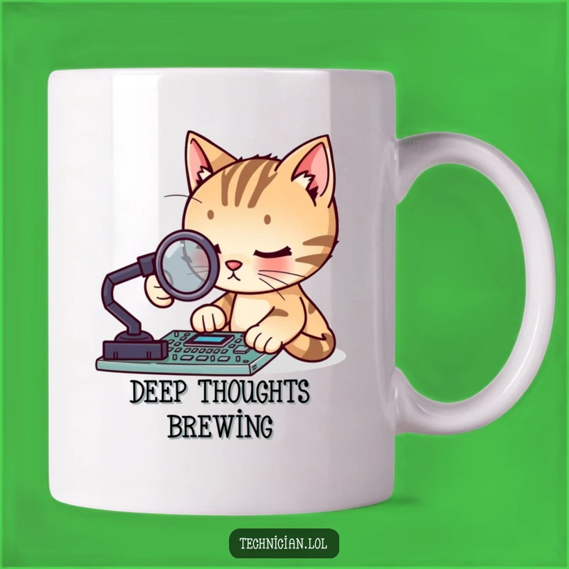 Funny Cat Circuit Board Mug: Focused Feline Techie, Hilarious Geek Gift