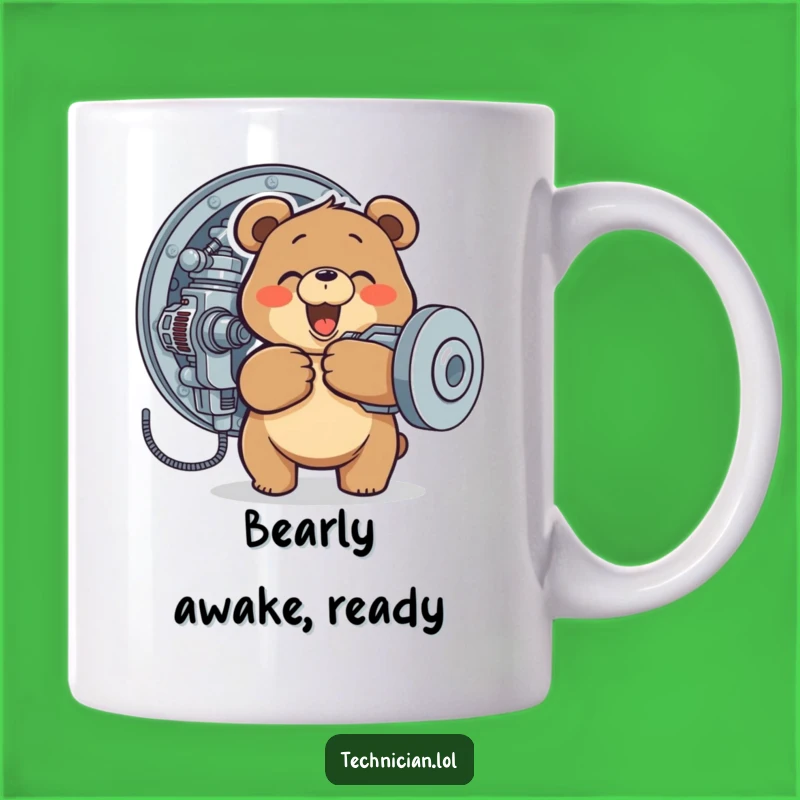 Funny Bear Mechanic Mug: Happy Engineer Gift for Fix-It Enthusiasts