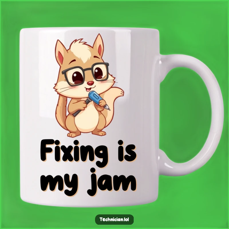 Funny Squirrel Tinkering Mug: Quirky Engineer Squirrel Holding Screwdriver, Perfect Funny Gift