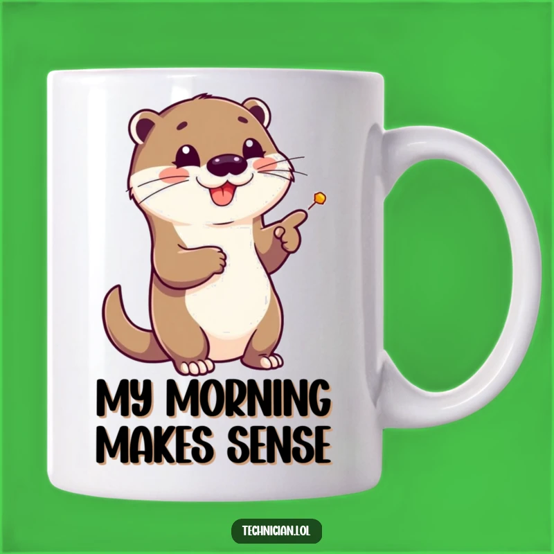 Funny Otter Schematic Mug - Enthusiastic Cartoon Gift for Planners