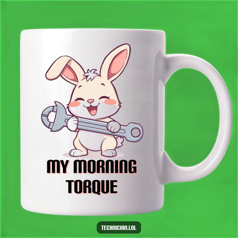 Funny Bunny Mechanic Mug: A Happy Hare With A Wrench, Perfect Gift For Tool Lovers