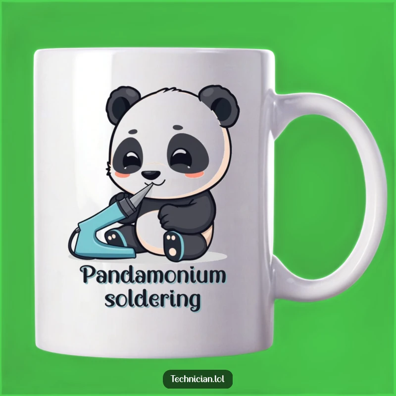 Funny Panda Soldering Mug: Focused Panda with Tool, Perfect Funny Gift for Makers