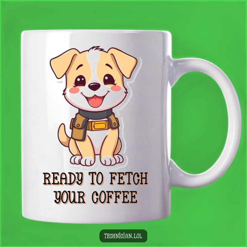 Funny Puppy Mug: Eager Helper with Tool Belt, Perfect Humorous Gift for DIY Enthusiasts