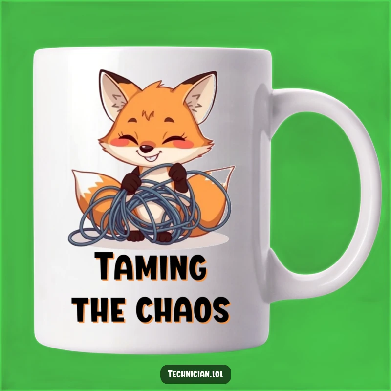 Funny Fox Electrician Mug: Determined Wire Fixer, Hilarious Tech Support Gift