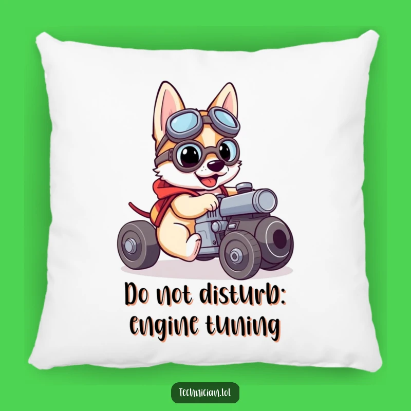 Funny Dog Mechanic Pillow: Cozy Comfort with a Goggled Pup - The Perfect Funny Gift!
