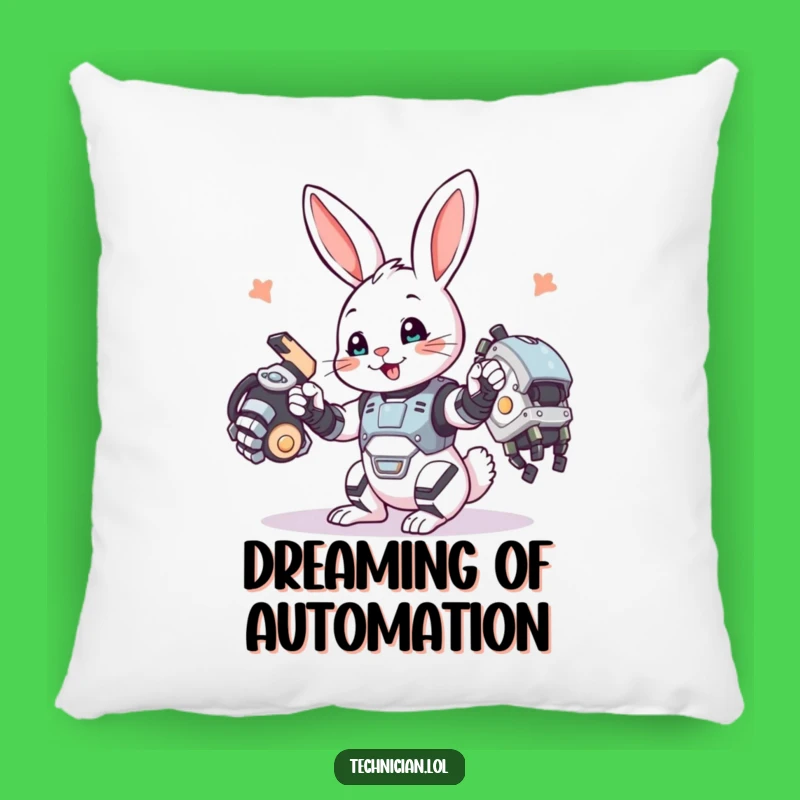 Funny Bunny Pillow: Cozy builder cushion, a soft and funny gift.
