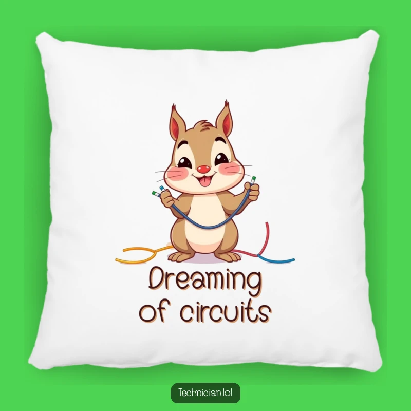 Funny Squirrel Wire Connector Pillow: Cozy Electrician Decor, Hilarious Cheerful Gift