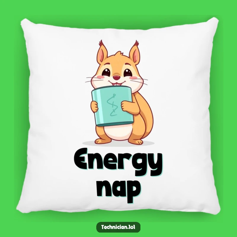Funny Squirrel Capacitor Pillow - Cozy & Charged!