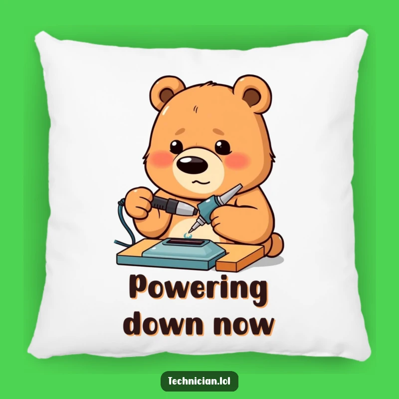 Funny Bear Pillow: Cozy Maker with Soldering Iron, Intense Decor Gift