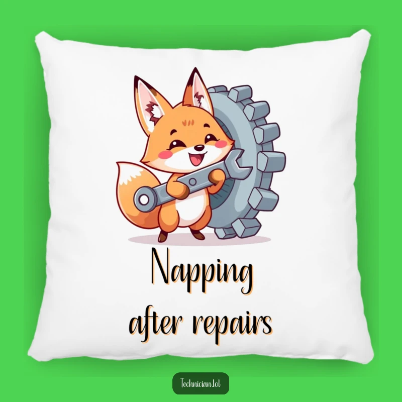 Funny Fox Pillow: Cozy & Cute Mechanic Cushion - Perfect Funny Gift!