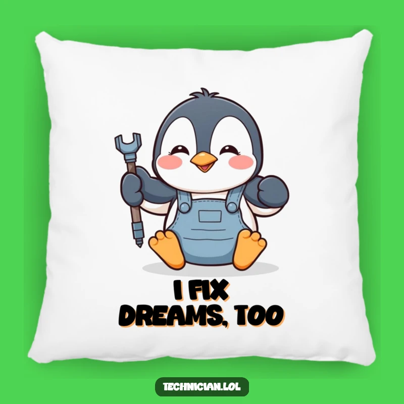 Funny Penguin Mechanic Pillow - Comfy Cuddle Buddy Gift