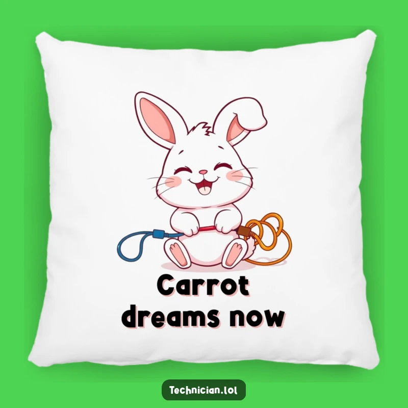 Funny Rabbit Electrician Pillow: Cozy Bunny Accent, Perfect Humorous Gift