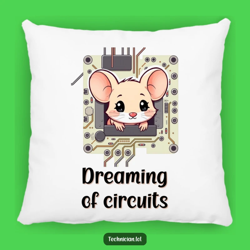 Funny Shy Mouse Circuit Board Pillow - Techy Comfort!
