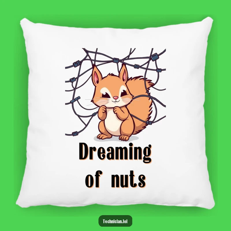 Funny Squirrel Tech Pillow: Cozy support for the curious explorer, a perfect funny gift!