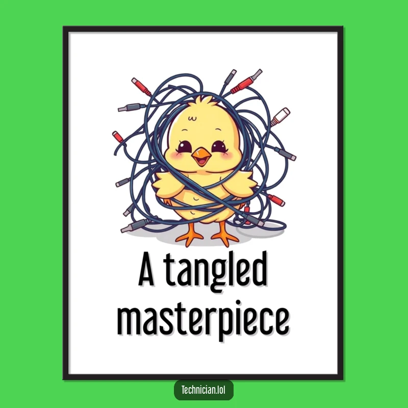 Funny Chick Cables Digital Print: Instant Cute Art, Printable Funny Gift