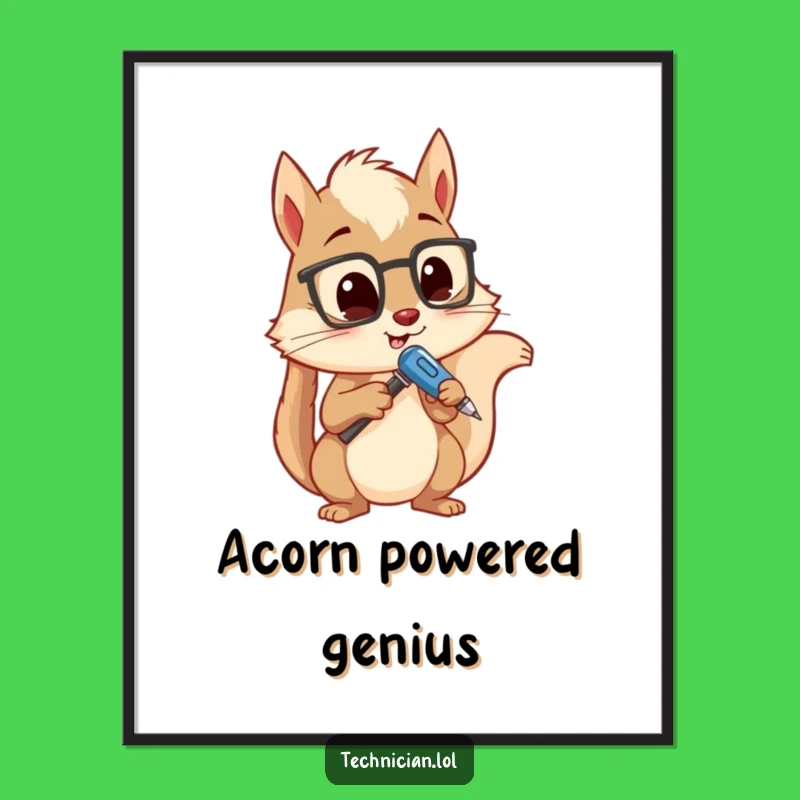 Funny Squirrel Digital Art: Instant Engineer Squirrel Download, Creative Funny Gift Print