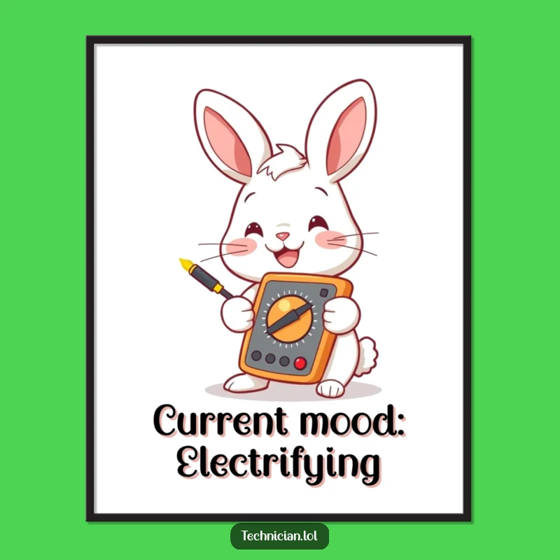 Funny Bunny Multimeter Digital Art: High-Quality Electrical Engineering Art Print