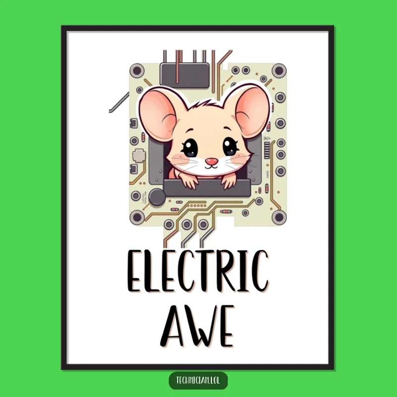 Funny Shy Mouse Circuit Board Digital Art - Instant Wonder!