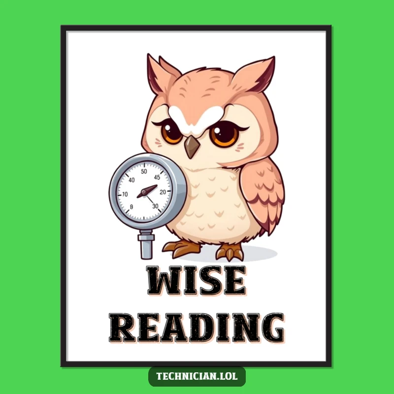 Funny Focused Owl Gauge Digital Art - Instant Precision!