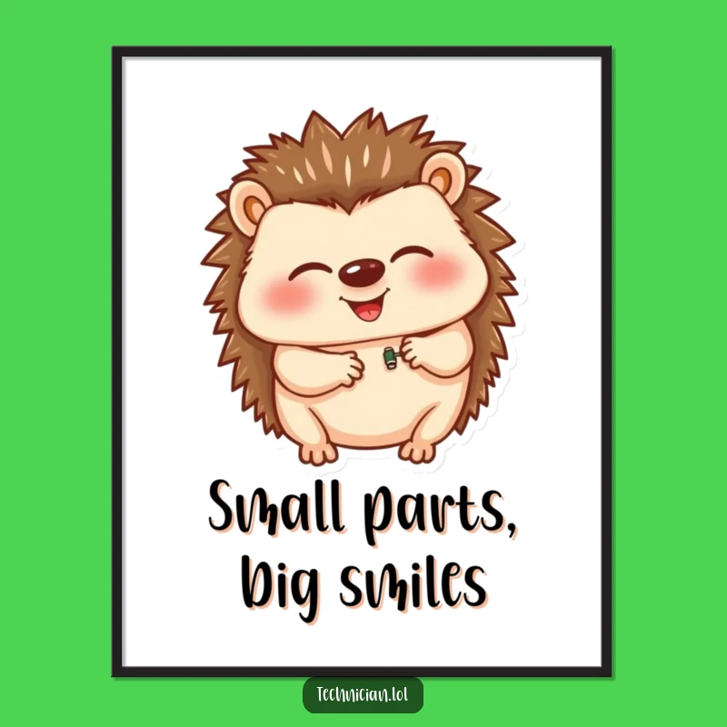 Funny Hedgehog Digital Art: Giggling Inventor's Creation, Hilarious Gift for Art Lovers