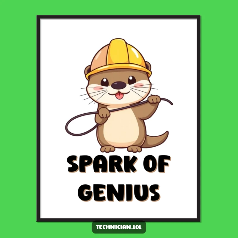 Funny Otter Hard Hat Wire Digital Print - Instant Quirky Decor for Your Walls!