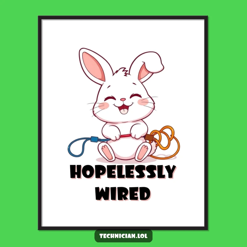 Funny Rabbit Electrician Digital Art: Instant Cute Decor, Perfect Humorous Gift