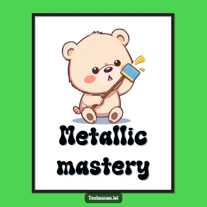 Funny Bear Cleaning Digital Art Print: Meticulous Decor Gift