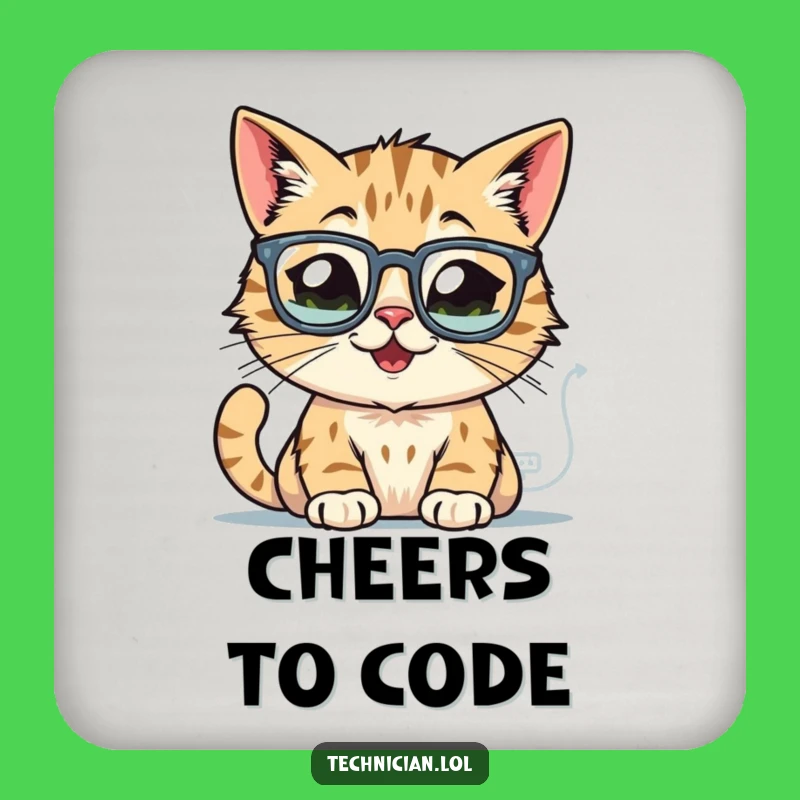 Funny Cat Tech Coasters - Protect Surfaces with Smart Style!