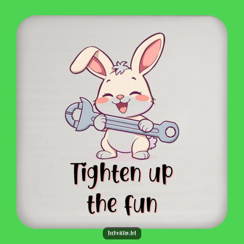 Funny Bunny Mechanic Coaster Set: Happy Hare Wrench Protection, Perfect Housewarming Gift