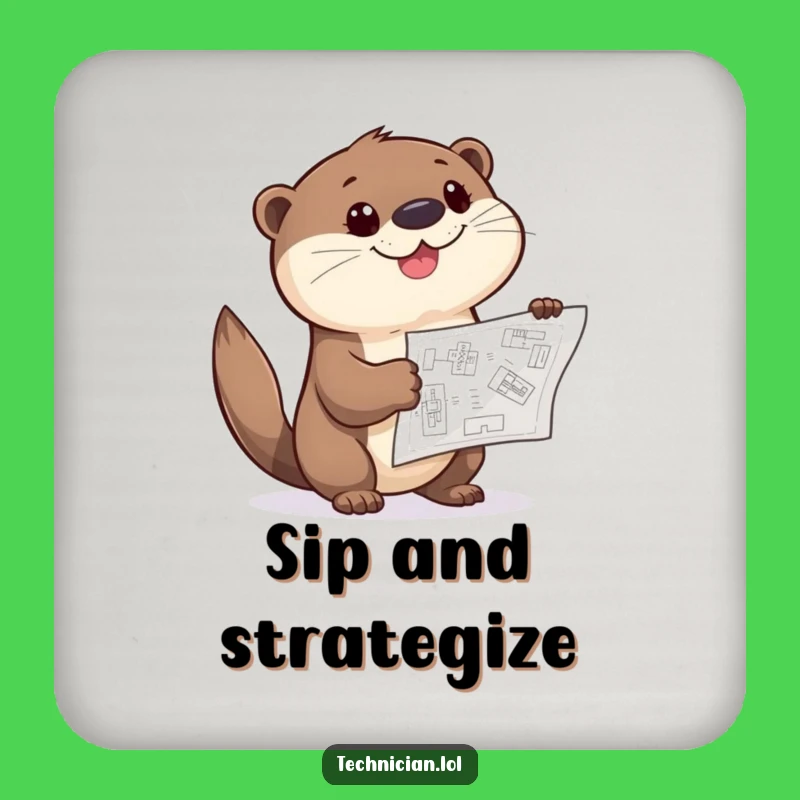 Funny Otter Coaster: Giggle Blueprint Art, Curious Drink Protection Gift