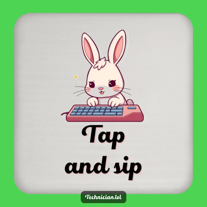 Funny Rabbit Typing Coasters - Protect Surfaces with Speed!