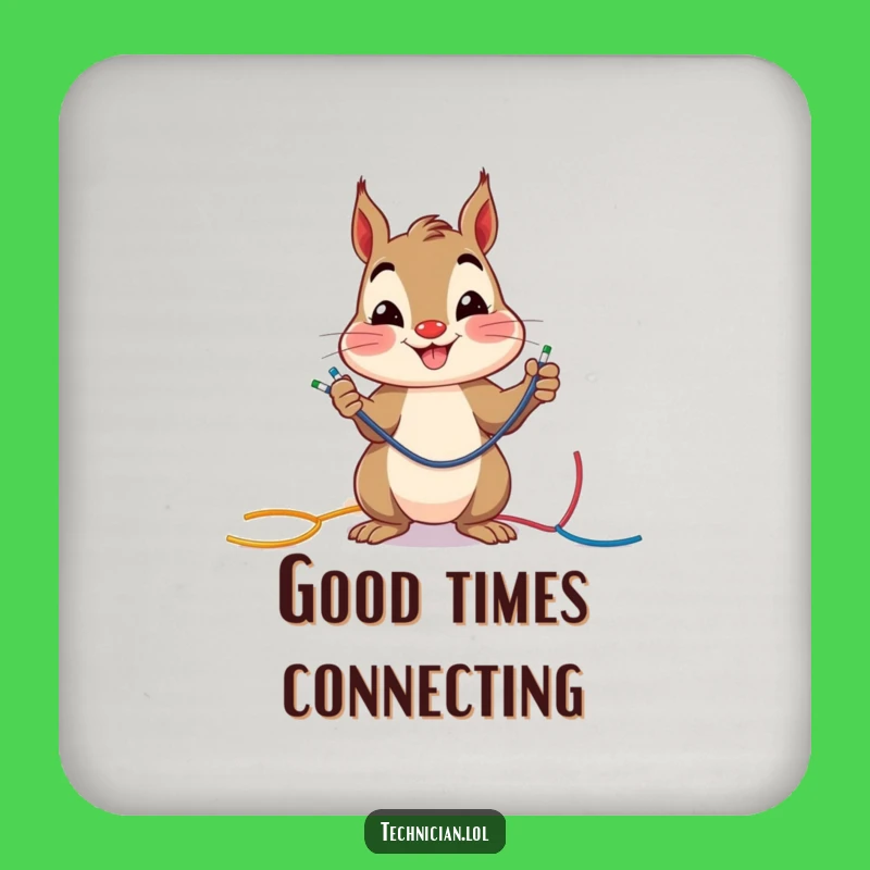 Funny Squirrel Wire Connector Drink Coaster: Protect Surfaces with Electrician Humor, Cheerful Gift