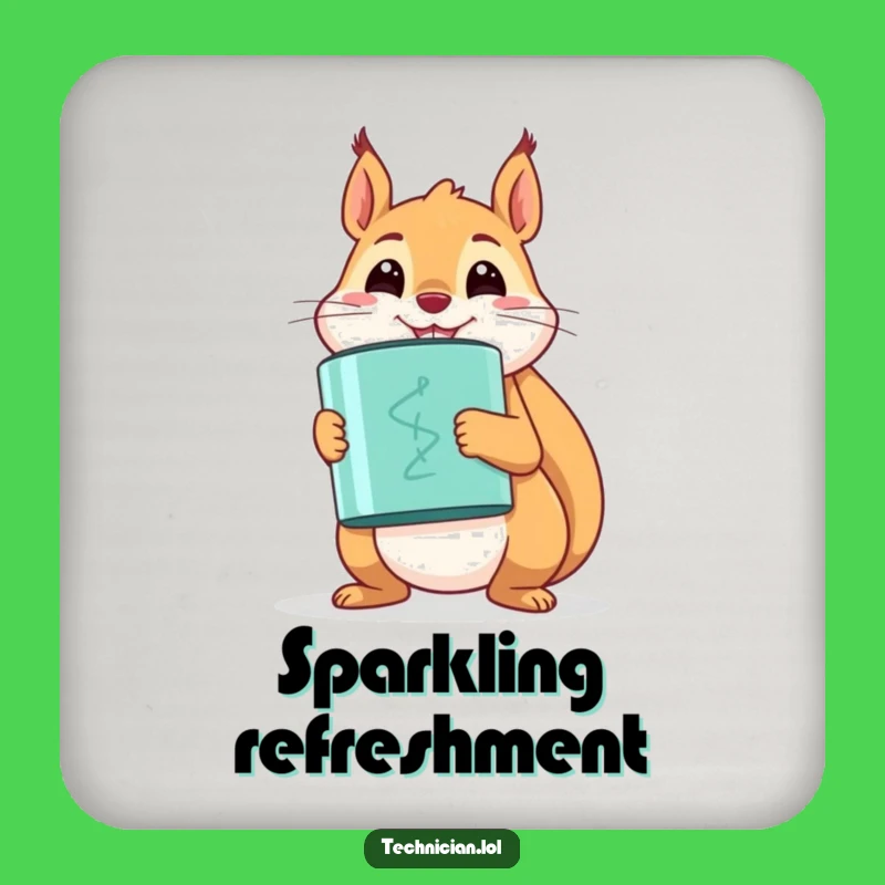 Funny Squirrel Capacitor Coaster - Protect with Power!