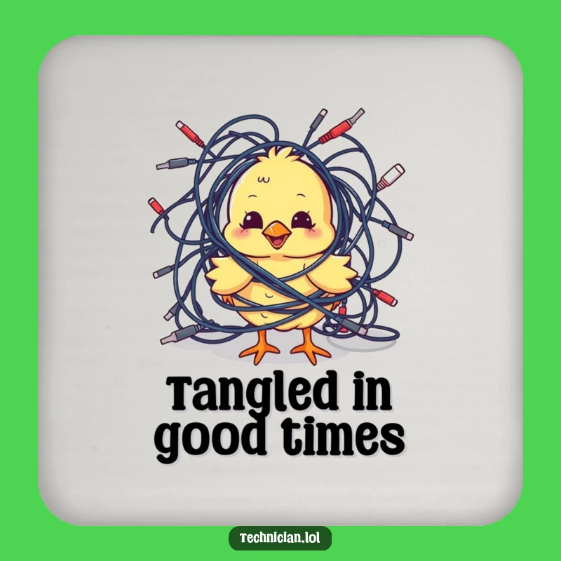 Funny Chick Cables Coaster: Protect Surfaces With Cuteness, Unique Funny Gift
