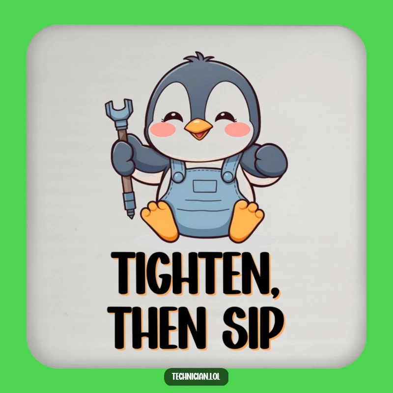 Funny Penguin Mechanic Drink Coaster - Protect Surfaces with Humor