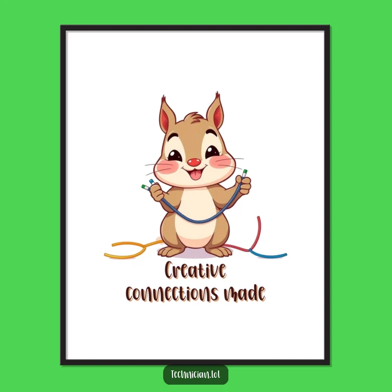 Funny Squirrel Wire Connector Poster: Cheerful Electrician Art, Hilarious DIY Decor Gift